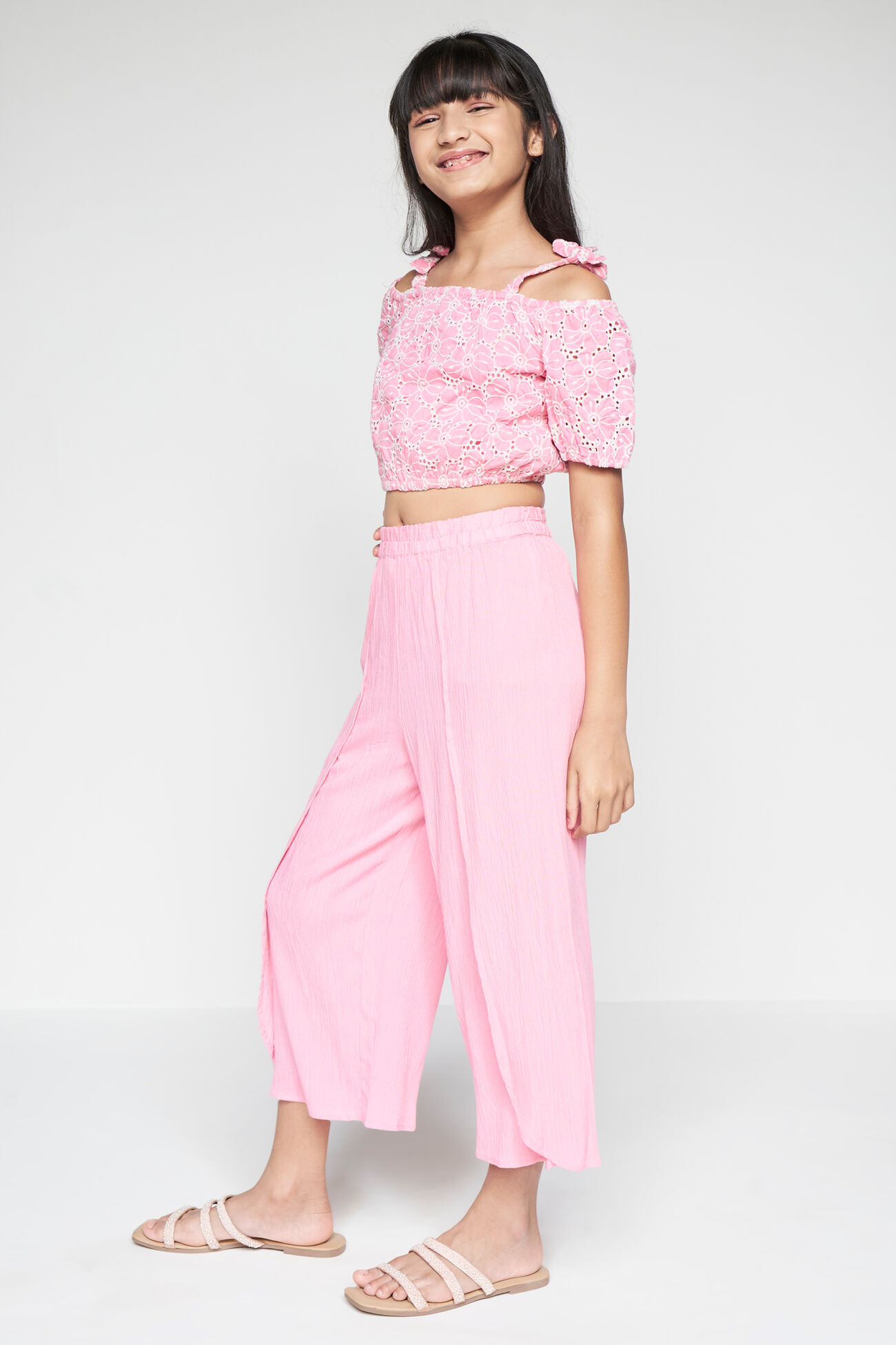 Pink Schiffli Top-Bottom Set, Pink, image 3